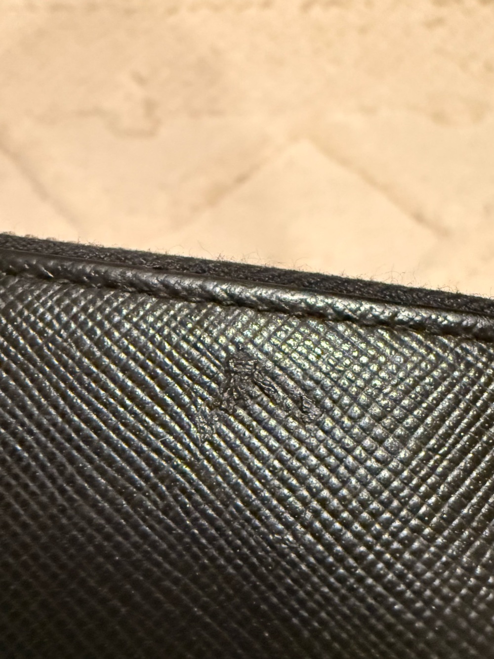 Prada Black Saffiano Leather Logo Triangle Plaque - Picture 6 of 7